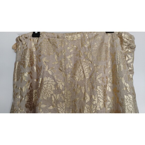 Handmade Bohemian Maxi Skirt Neutral Metallic Gold Floral Design 16 EUC Gorgeous - Picture 7 of 10